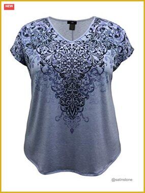 Women's Plus Size Dolman Short Sleeve Print Top V-Neck Lace